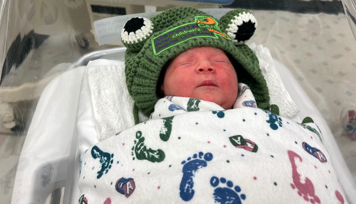 "leap day" baby in a special frog beanie