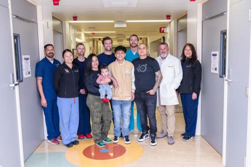 Trauma department staff reunite with Amic, a 15-year-old trauma survivor.