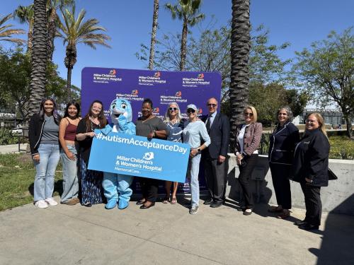 Leaders from Miller Children’s & Women’s Hospital and the Stramski Children’s Developmental Center, joined by volunteers from the Steel Magnolias and Miller Children’s & Women’s beloved mascot, Millie the Dolphin, gathered to celebrate Autism Acceptance Day.
