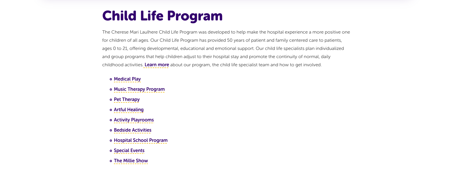 Patient & Visitor Child Life Program